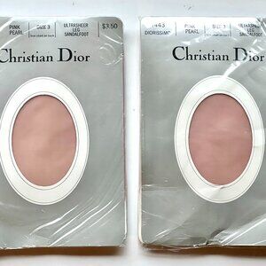 Pair (2) Vintage C1980s CHRISTIAN DIOR Diorissimo Pantyhose, Pink Pearl, Size 3